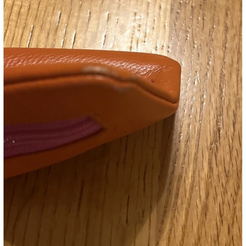 ILI New York Leather Eyeglass Case Glasses Holder Zip Wallet Orange Pink Soft